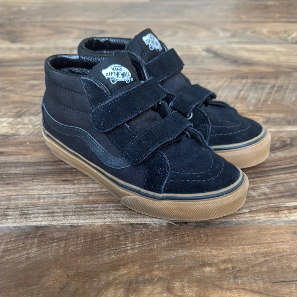 Vans Kids Black Suede High-Top Sneakers with Gum Sole